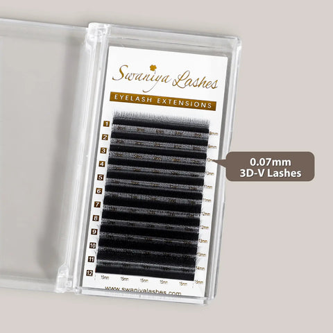 3D V-Shape Pre-Made Lash Fans for Wispy Volume Sets — 0.07mm