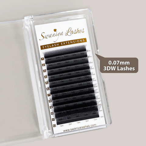 3D W-Shape Clover Lashes 0.07mm — Light Natural Wispy Volume for Beginners