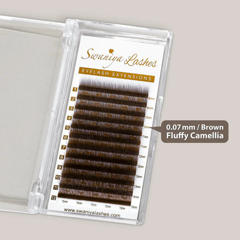 Multi-Layered Camellia Brown Lash Extensions | Fluffy LJ LB LC LD Curl