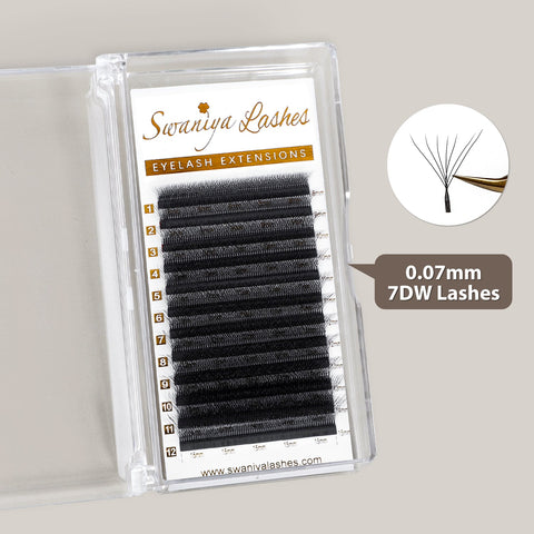7D W Shape Lash Extensions 0.07mm | Bold Wispy Volume