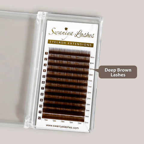 Deep Brown Lash Extensions for Brunette & Medium Skin Tones | Rich Warm Color