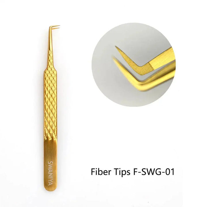 Fiber Tip Tweezers 90 degree F-SWG-01 for Volume Lashes - Swaniyalashes