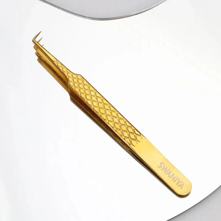 Fiber Tip Tweezers 90 degree F-SWG-01 for Volume Lashes - Swaniyalashes