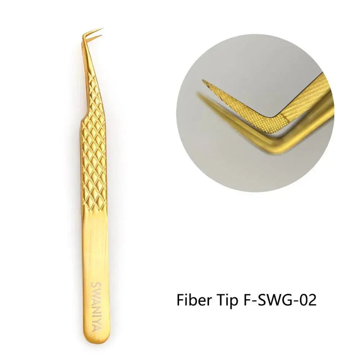 Fiber Tip Tweezers 80 degree F-SWG-02 for Volume Lashes - Swaniyalashes