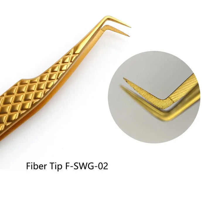 Fiber Tip Tweezers 80 degree F-SWG-02 for Volume Lashes - Swaniyalashes