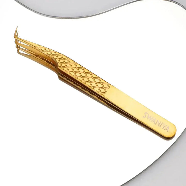 Fiber Tip Tweezers 80 degree F-SWG-02 for Volume Lashes - Swaniyalashes