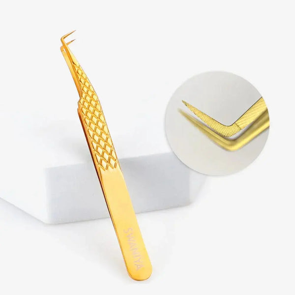 Fiber Tip Tweezers 80 degree F-SWG-02 for Volume Lashes - Swaniyalashes