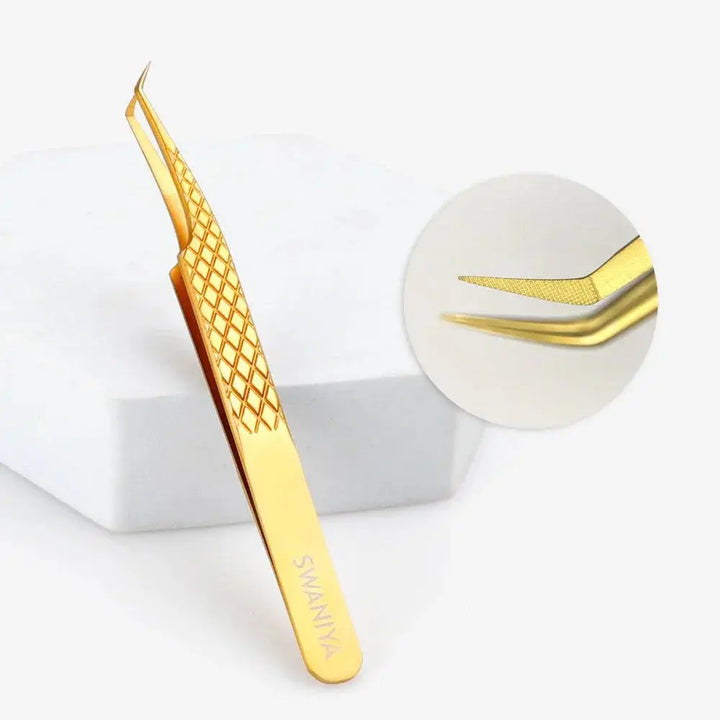 Fiber Tip Tweezers 45 degree F-SWG-04 - Swaniyalashes