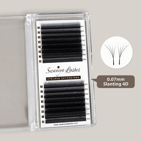 Fox Eye Volume Lashes | Slanting 4D Lash Extensions 0.07mm