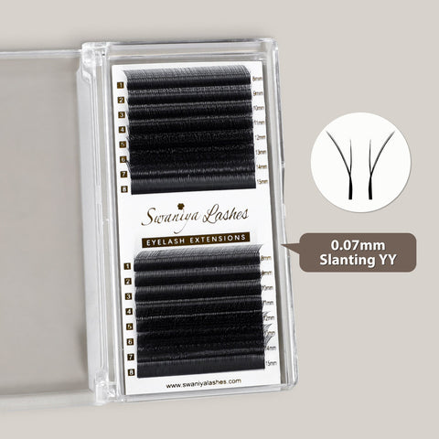 Kitten Lash Extensions 0.07mm | Fox Eye Slanting YY for Cat-Eye Elongation