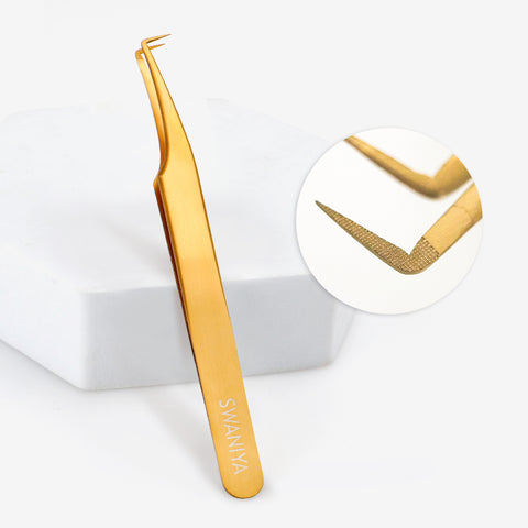 Fiber Tip Lash Tweezers 90 Degree F-SWG-06 for Volume Fan Pickup
