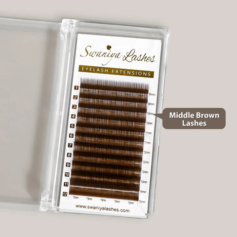 Middle Brown Lash Extensions for Light-Medium Hair & Natural Everyday Sets | Warm Neutral