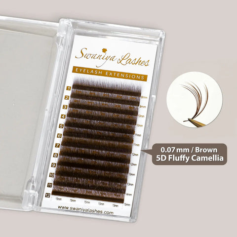 Multi-Layered Camellia Brown Lash Extensions | Fluffy LJ LB LC LD Curl