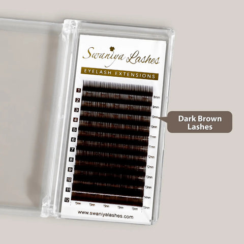 Dark Brown Lash Extensions for Fair Skin & Daytime Natural Looks | Soft Color 0.07mm