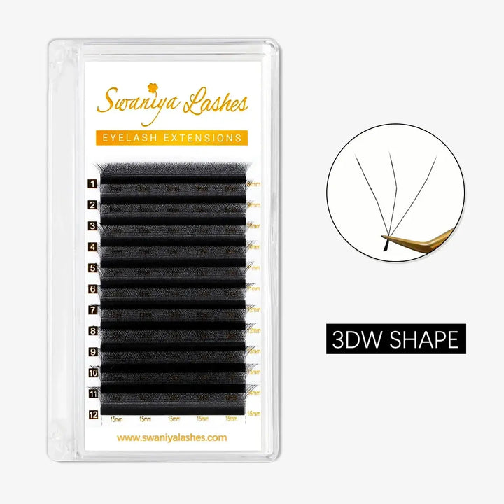 3D W-shape Clover Lashes 0.07mm - Swaniyalashes