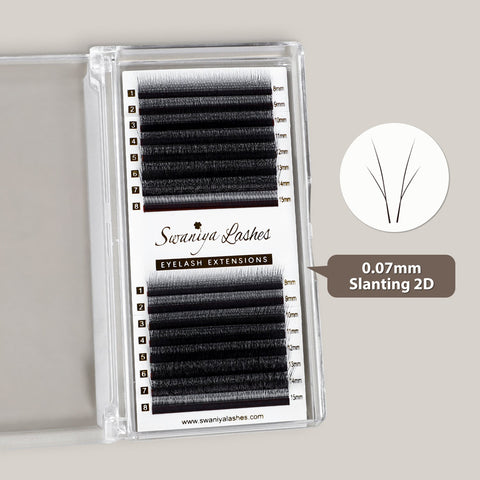 Slanting 2D Clover Lash Extensions 0.07mm | Arabian Effect Kitten Lashes