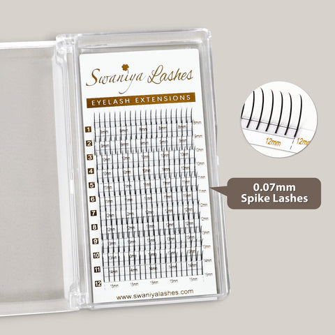 Spike Lash Extensions 0.07mm | Wispy Kim K & Cat-Eye Accent Lashes