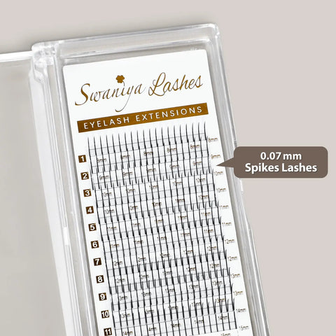 Spike Lash Extensions for Wispy, Kim K & Cat-Eye Sets | Accent Texture 0.07mm