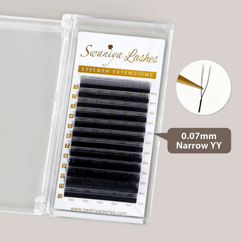 U-Shape 2D Narrow YY Lash Extensions 0.07mm | Wispy