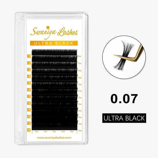 Ultra Black Volume Lashes 0.07mm  Swaniyalashes