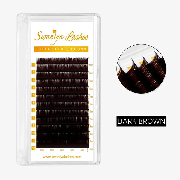 Premium Dark Brown Lashes 0.07mm - Swaniyalashes