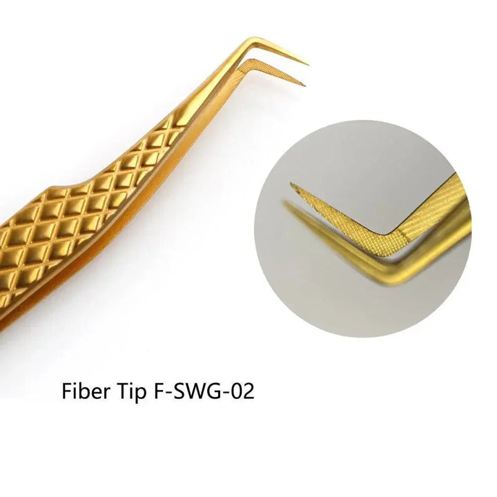 Fiber Tip Tweezers 80 degree F - SWG - 02 for Volume LashesSwaniyalashes