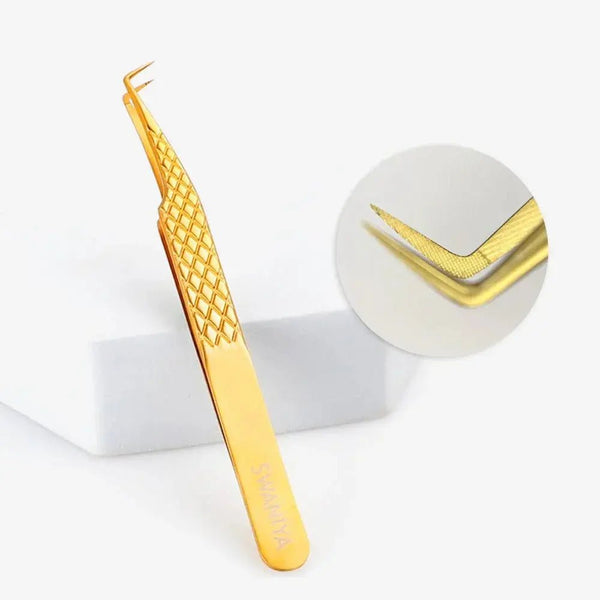 Fiber Tip Tweezers 80 degree F - SWG - 02 for Volume LashesSwaniyalashes