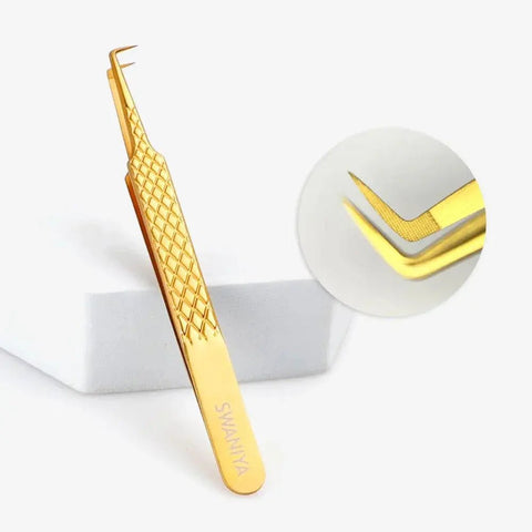 ملقط ذو طرف ليفي بزاوية 90 درجة F-SWG-01 لتكثيف الرموش