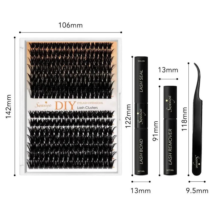 DIY Lash Cluster Kits 80D+100D D curl 10-16MIX - Swaniyalashes